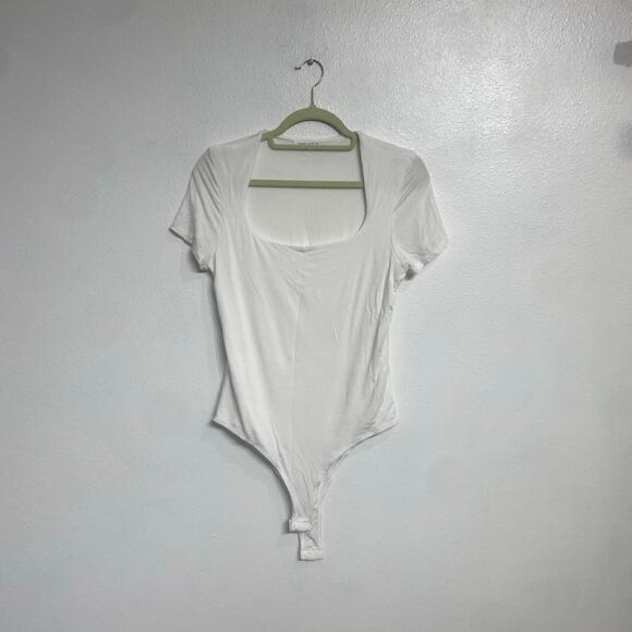 Wasabi + Mint White Square Neck Bodysuit Sz L - Picture 2 of 12